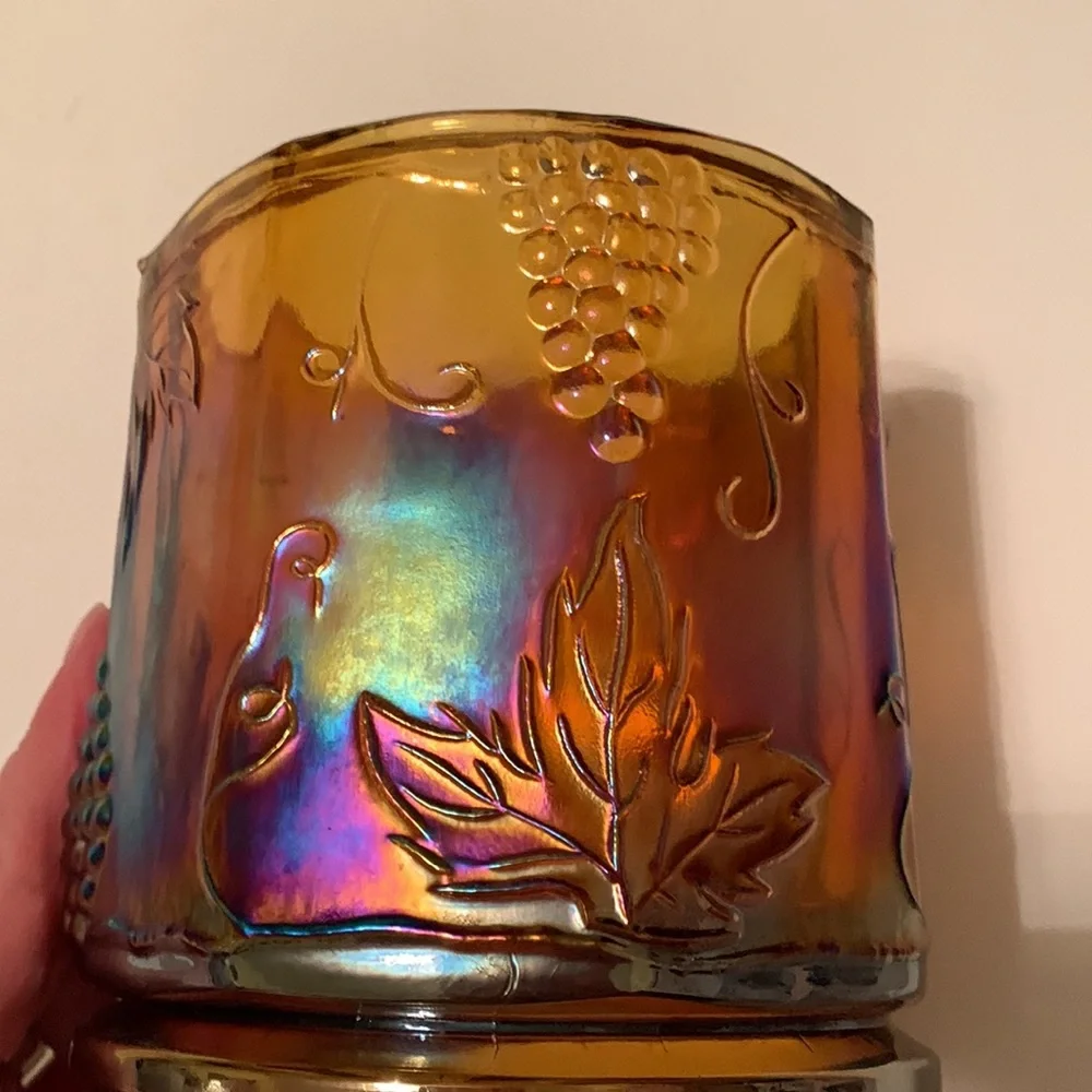 Vintage Amber Carnival Glass Wine Holder